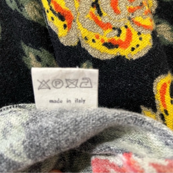 VINTAGE MADE IN ITALY KNIT WOOL MULTICOLOUR FLORAL MIDI DRESS - Picture 8 of 11